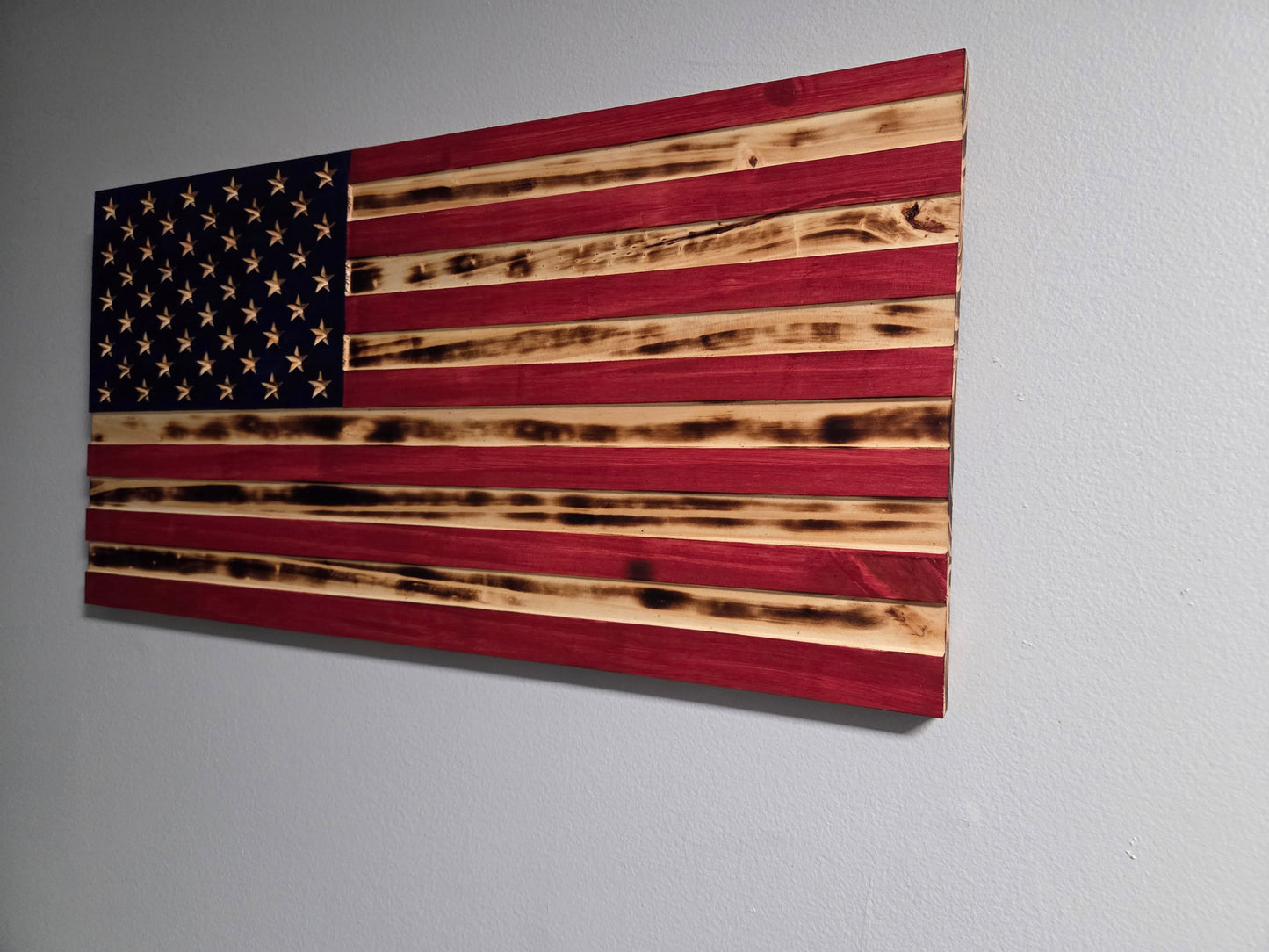Artisan Crafted Wooden American Flag