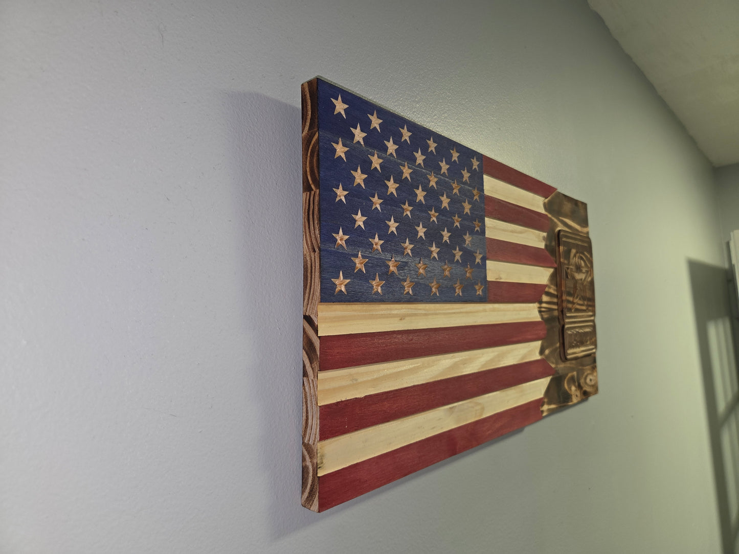 Hand-Carved Rustic US Flag & Army Tribute Wall Art