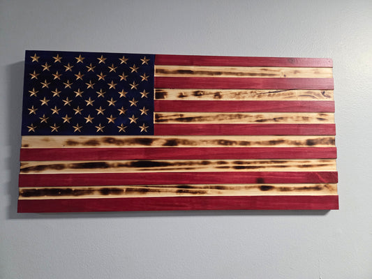 Artisan Crafted Wooden American Flag